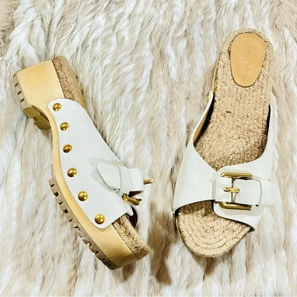 NEW! Chloé Off-White Joline Clogs
